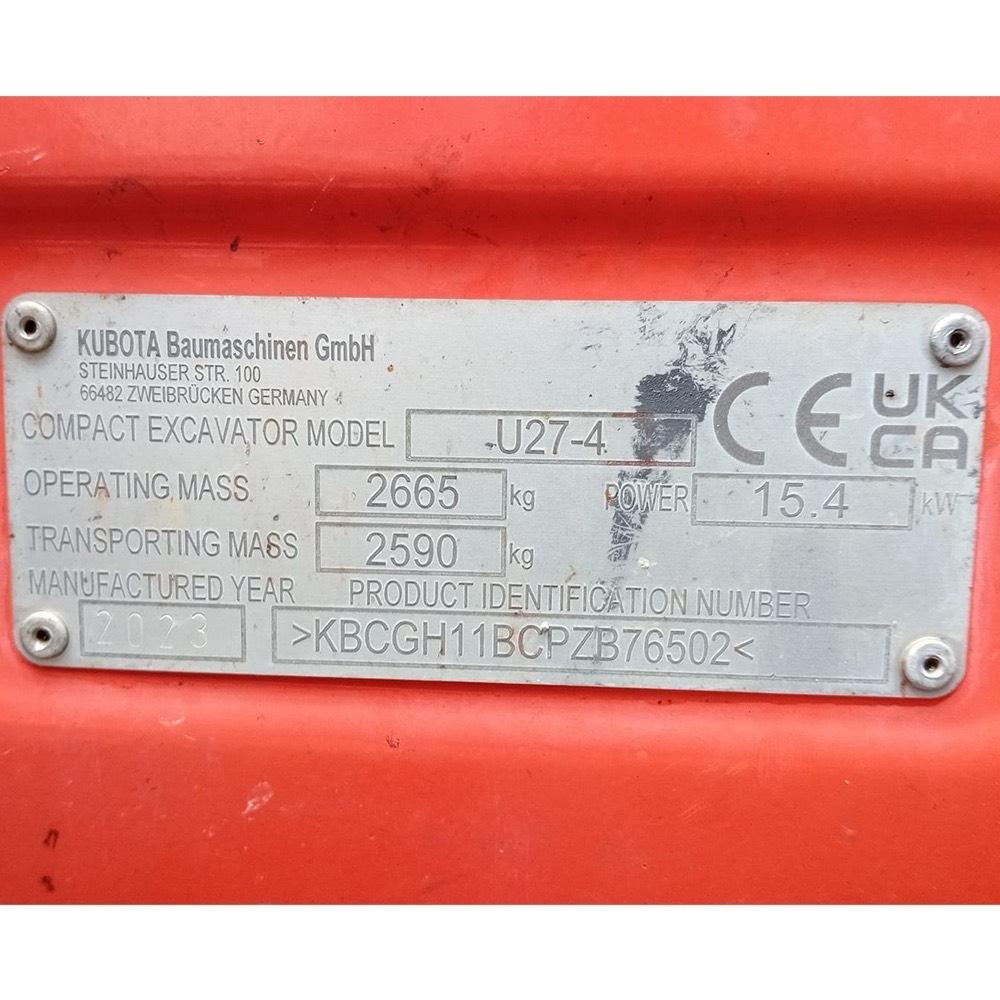 Kubota U 27-4 Mini rýpadlá < 7t