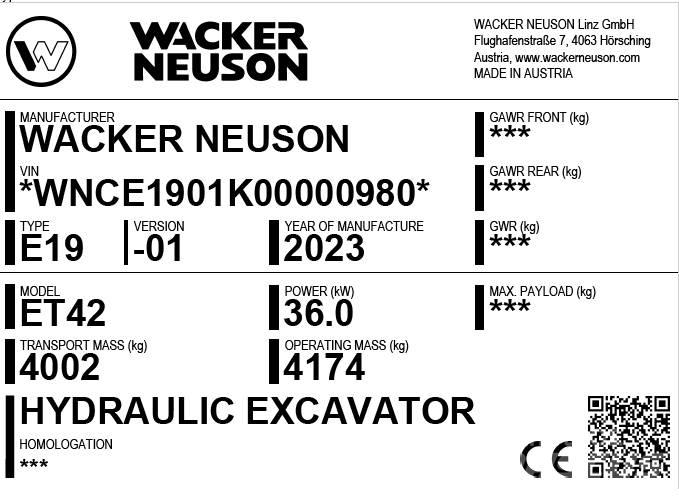 Wacker Neuson ET42 Pásové rýpadlá