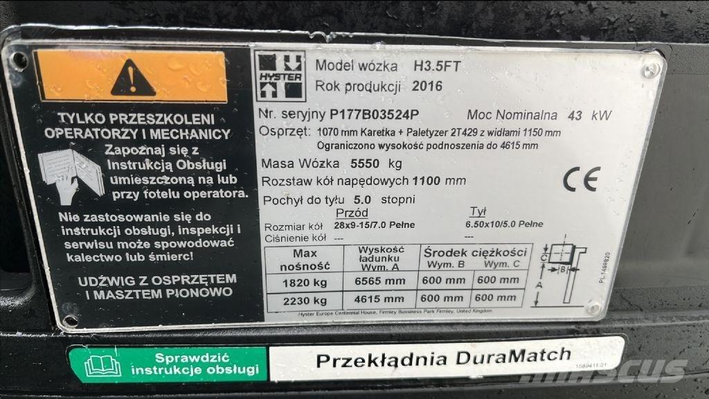 Hyster H 3.5 FT LPG vozíky