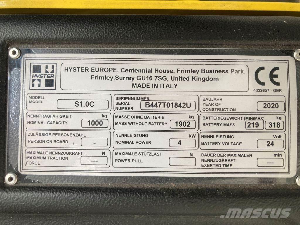 Hyster S 1.0 C Ručne vedené vysokozdvižné vozíky