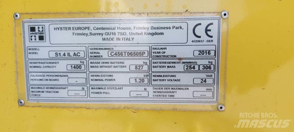 Hyster S 1.4 IL Ručne vedené vysokozdvižné vozíky