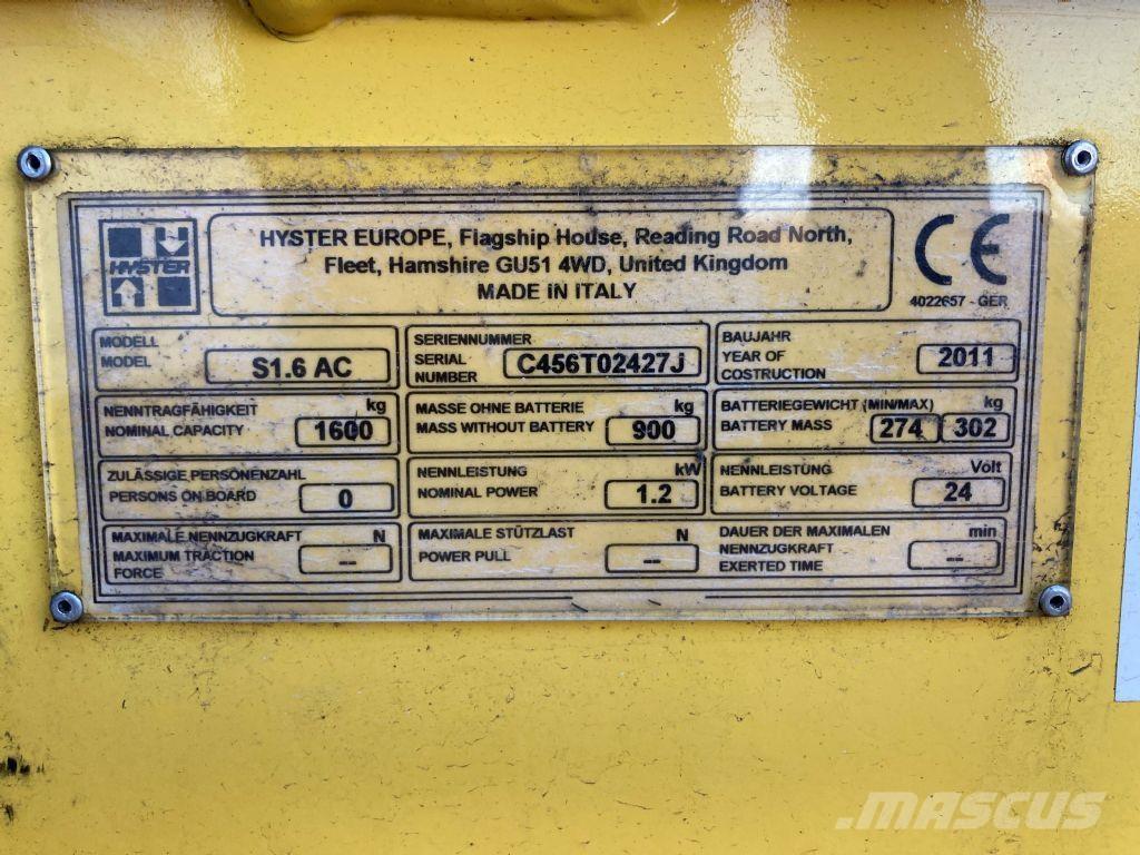 Hyster S 1.6 AC Ručne vedené vysokozdvižné vozíky