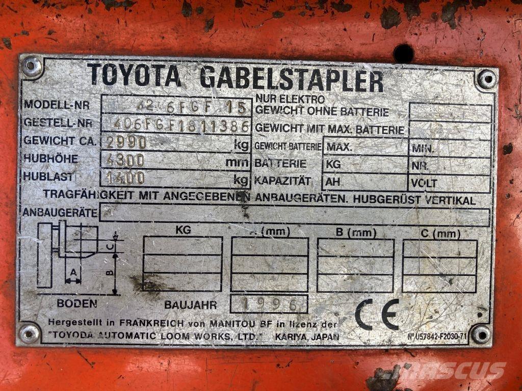 Toyota 42 6FGF 15 LPG vozíky