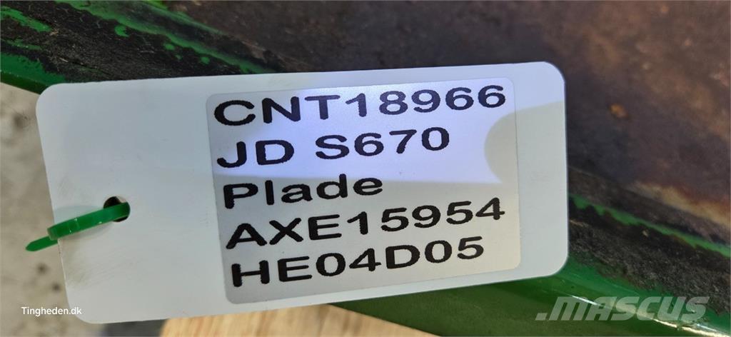 John Deere S670 Príslušenstvo a náhradné diely ku kombajnom