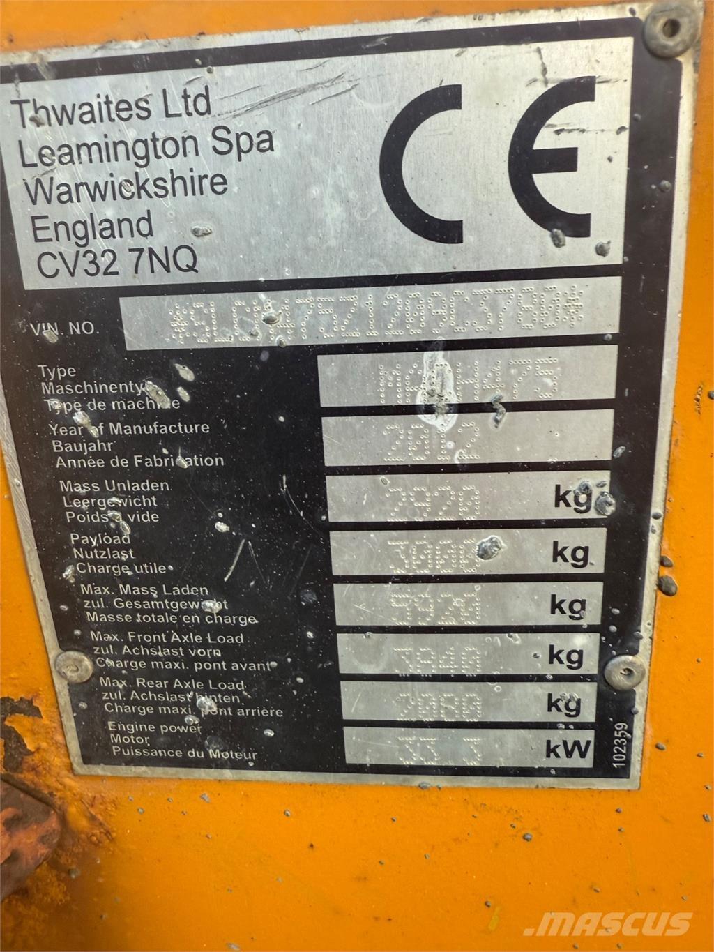 Thwaites 3 tons Stavebné sklápače