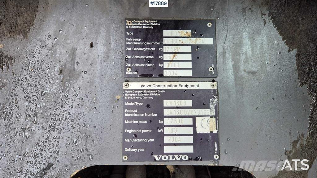 Volvo EW160B Kolesové rýpadlá