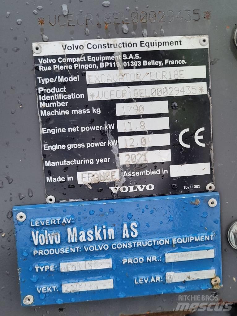 Volvo ECR18E Mini rýpadlá < 7t