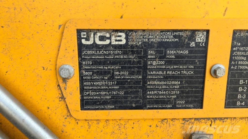 JCB 538-70 Teleskopické nakladače pre poľnohospodárstvo