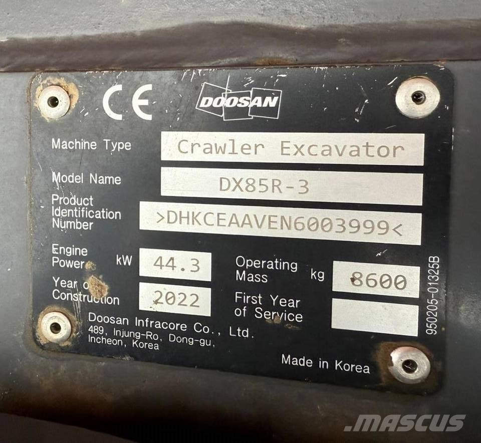 Doosan DX 85 R-3 Midi rýpadlá 7 t - 12 t