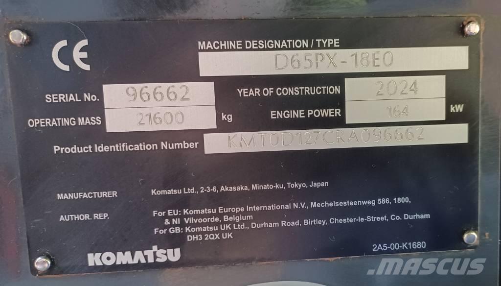 Komatsu D65PX-18E0 Pásové dozéry