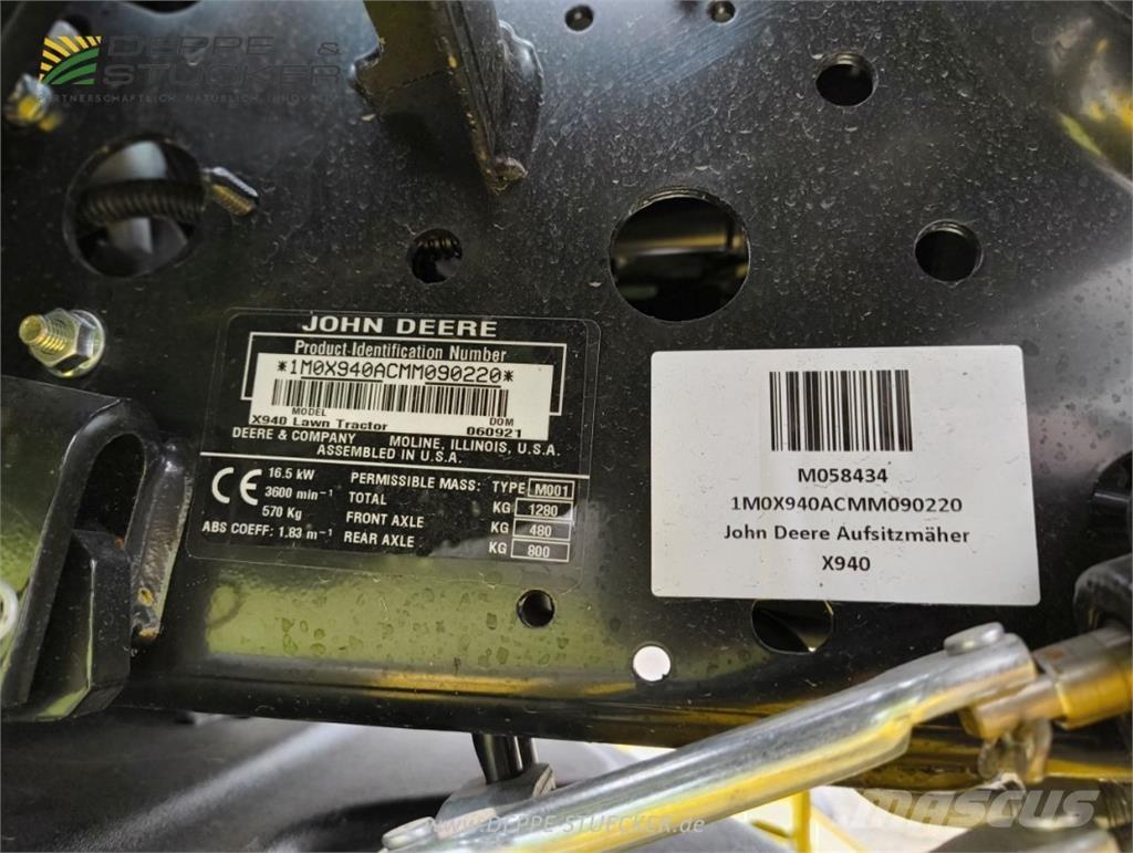 John Deere X940 Žacie stroje