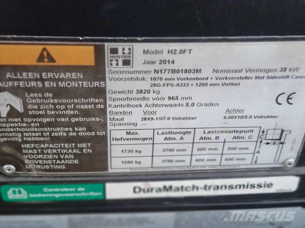 Hyster H 2.0 FT LPG vozíky