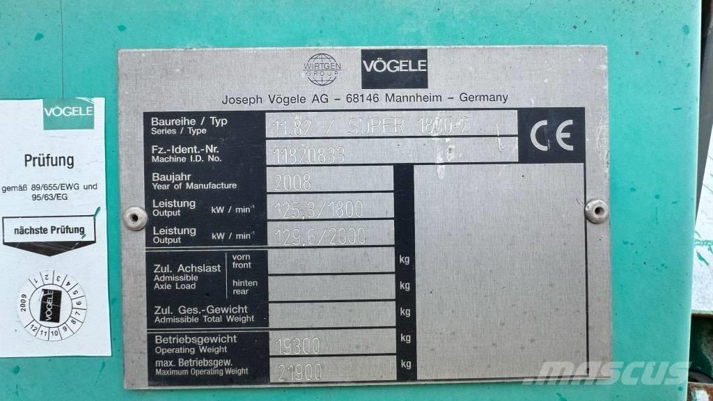 Vögele Super 1800-2 Finišéry