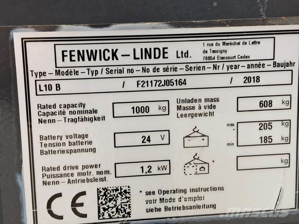 Linde L10B Ručne vedené vysokozdvižné vozíky