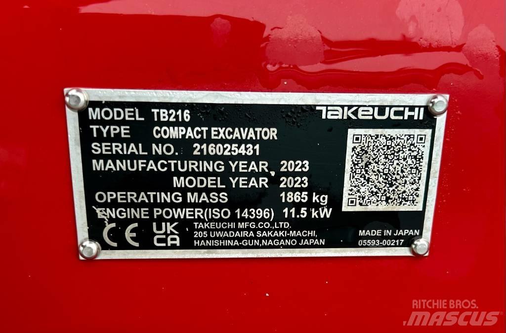 Takeuchi TB 216A V4 Mini rýpadlá < 7t