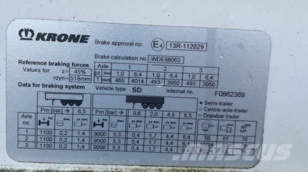Krone SD Prívesy s bočnou zhrnovacou plachtou
