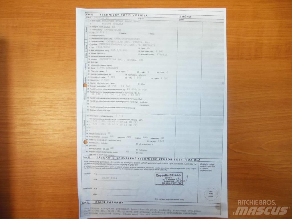 CAT M 316 D Kolesové rýpadlá