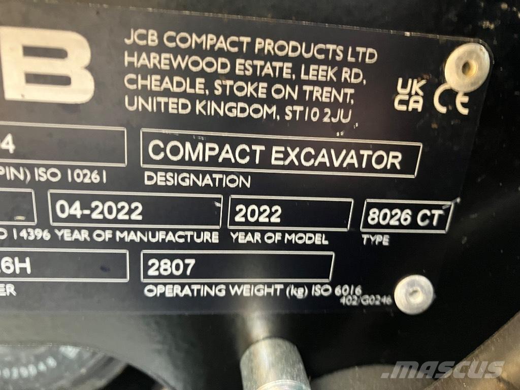JCB 8026 CTS Mini rýpadlá < 7t