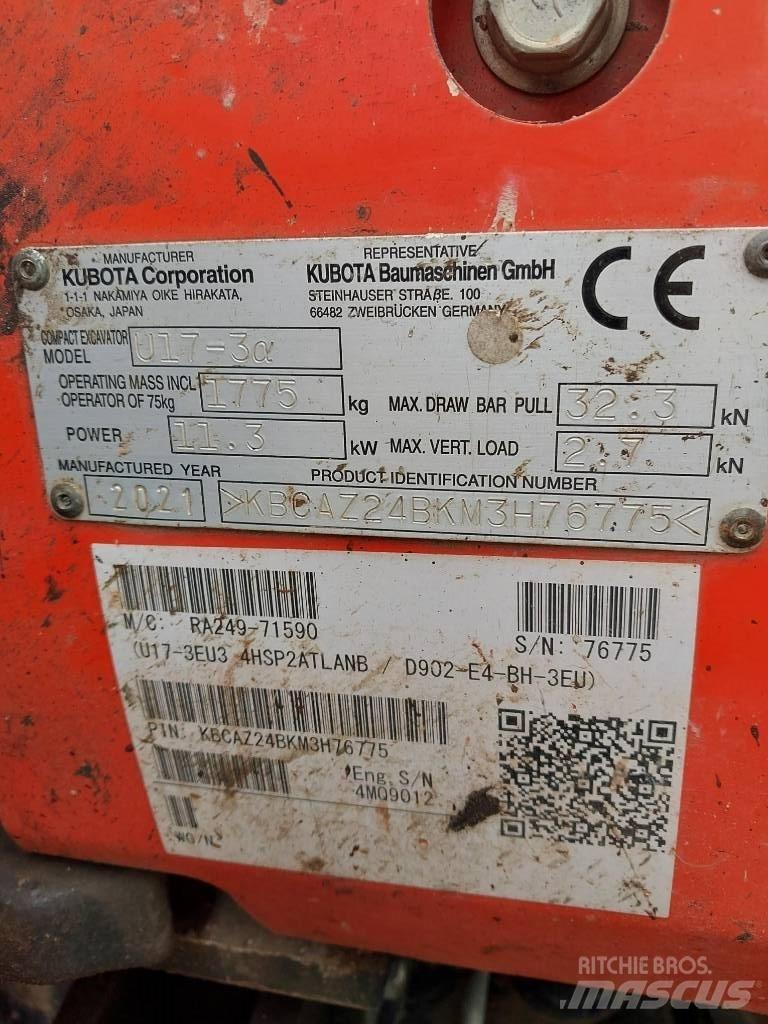Kubota U 17-3N Mini rýpadlá < 7t