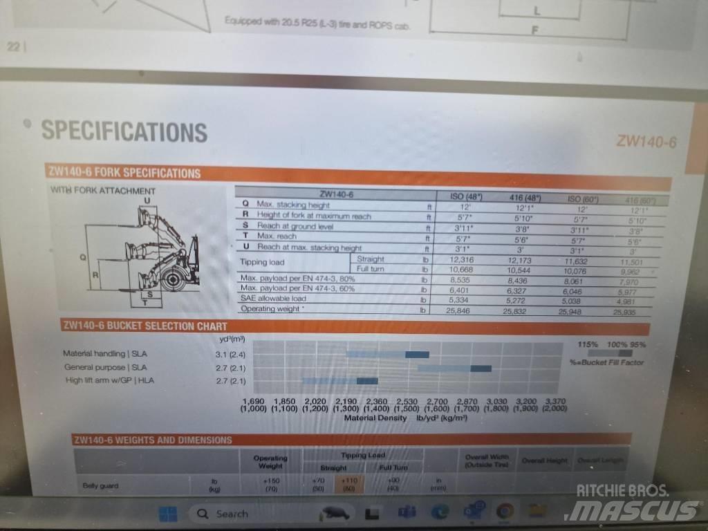 Hitachi ZW 150-6 Kolesové nakladače