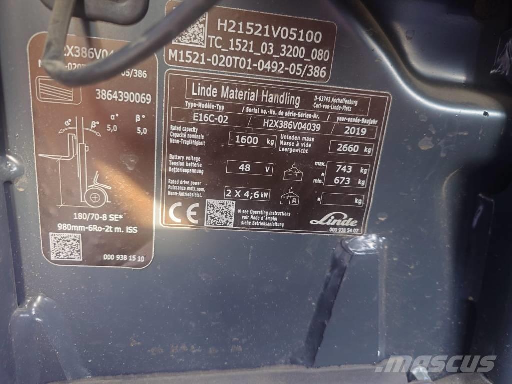Linde E16C/386 Akumulátorové vozíky