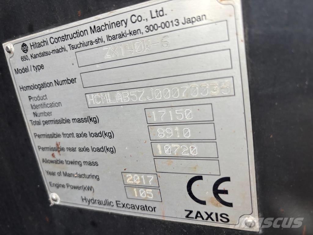 Hitachi ZX 140 W-6 Kolesové rýpadlá