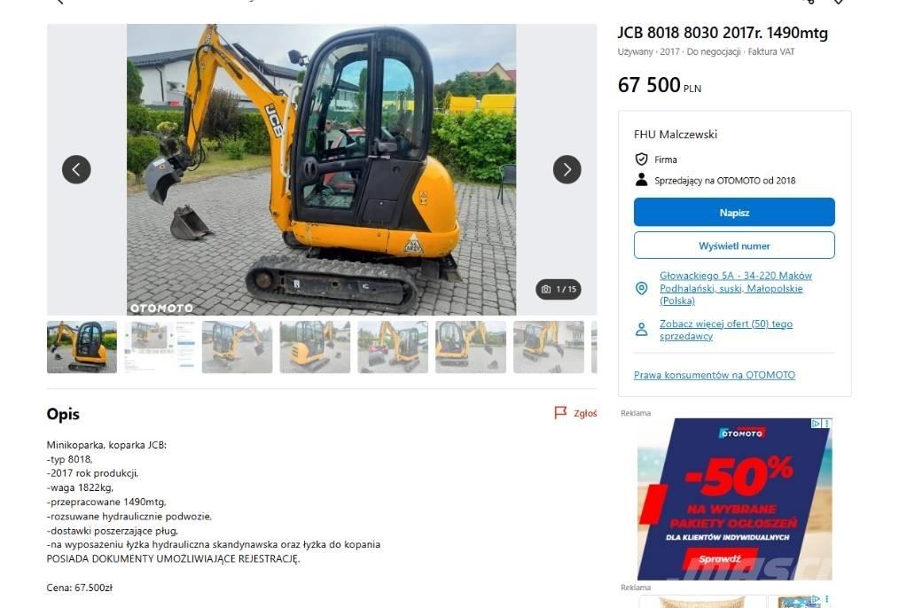 JCB 8030 Mini rýpadlá < 7t
