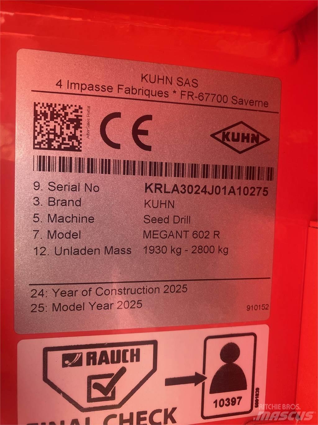 Kuhn MEGANT 602R Mechanické sejačky