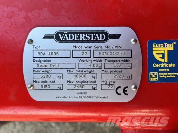 Väderstad RDA400S Mechanické sejačky