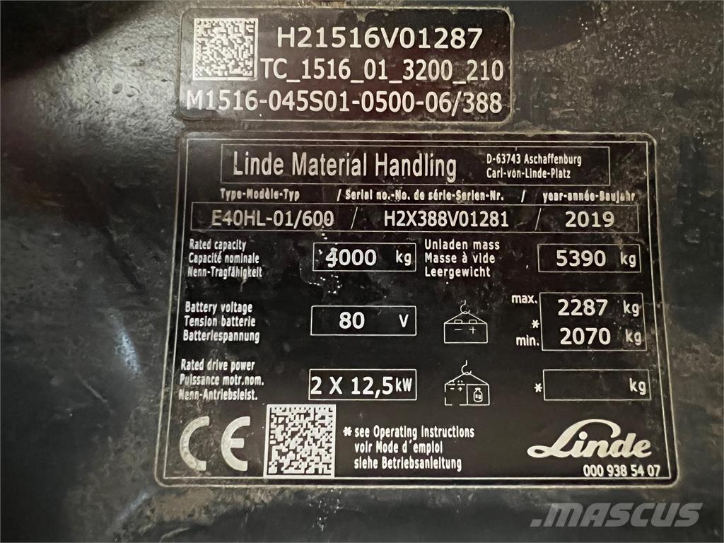 Linde E 40/600 HL Akumulátorové vozíky