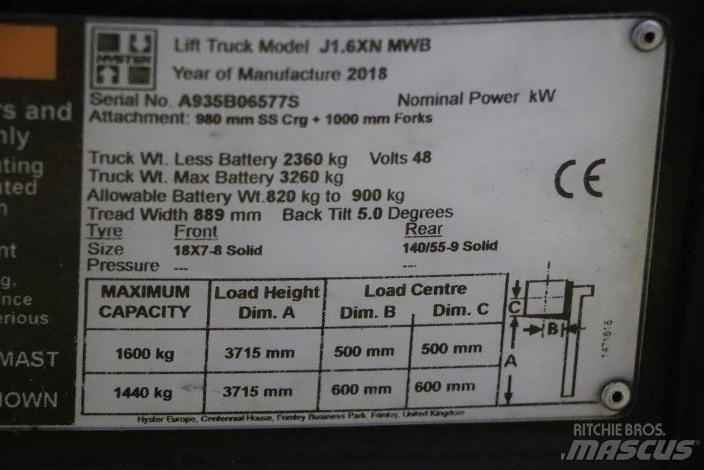 Hyster J1.6XN Akumulátorové vozíky
