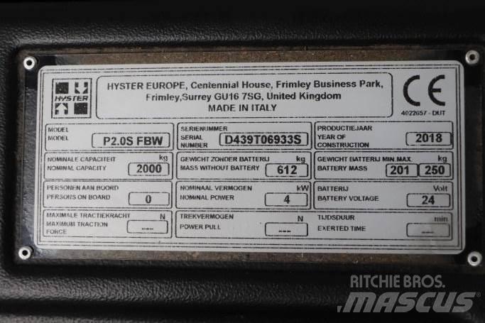 Hyster P2.0S Nízkozdvižný vozík