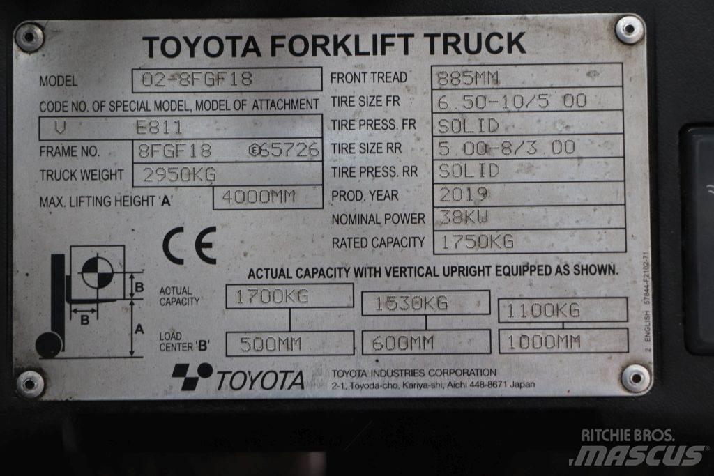 Toyota 02-8FGF18 LPG vozíky
