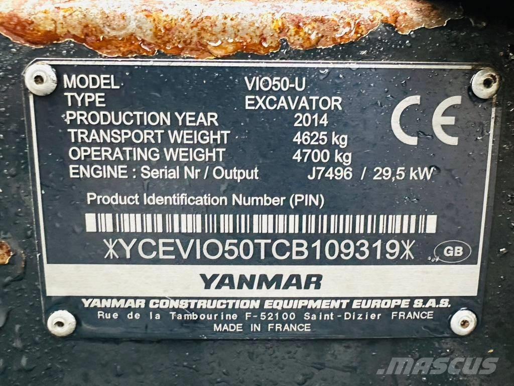 Yanmar Vio 50 U Mini rýpadlá < 7t