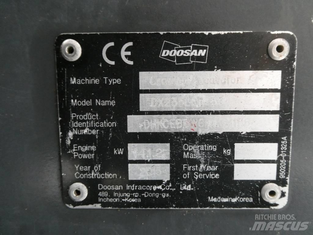 Doosan DX 235 LCR-5 Pásové rýpadlá