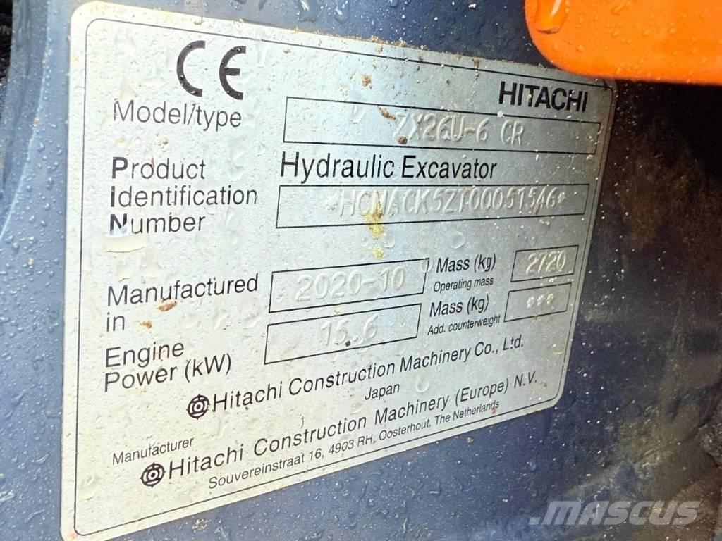 Hitachi ZX 26 U-6 CR Mini rýpadlá < 7t