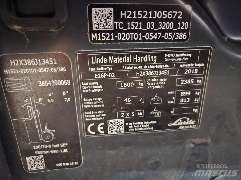 Linde E16P Akumulátorové vozíky