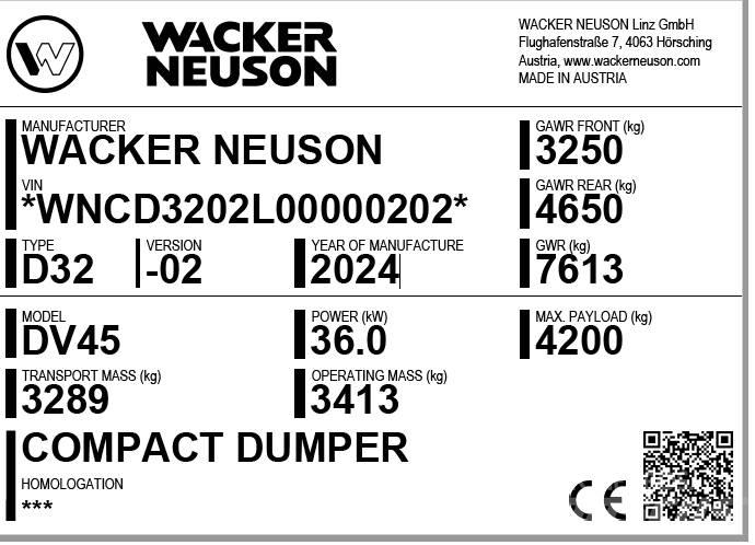 Wacker Neuson DV45 Stavebné sklápače