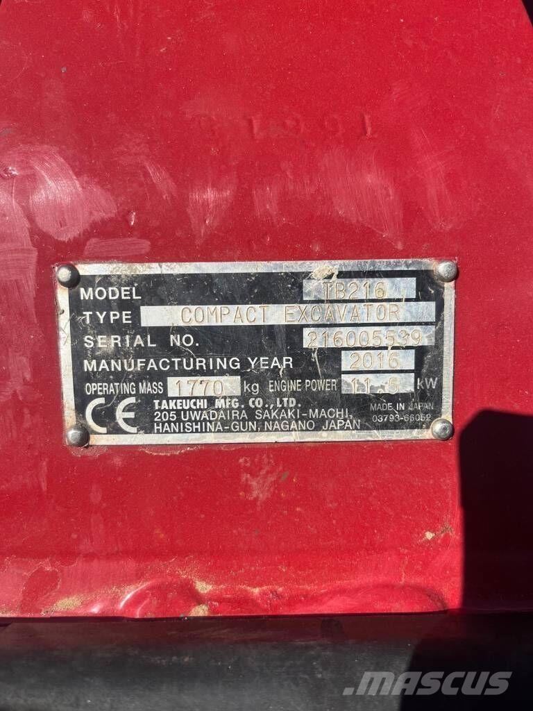 Takeuchi TB216 Mini rýpadlá < 7t