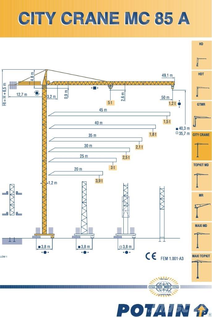 Potain SP85A Stavebné žeriavy