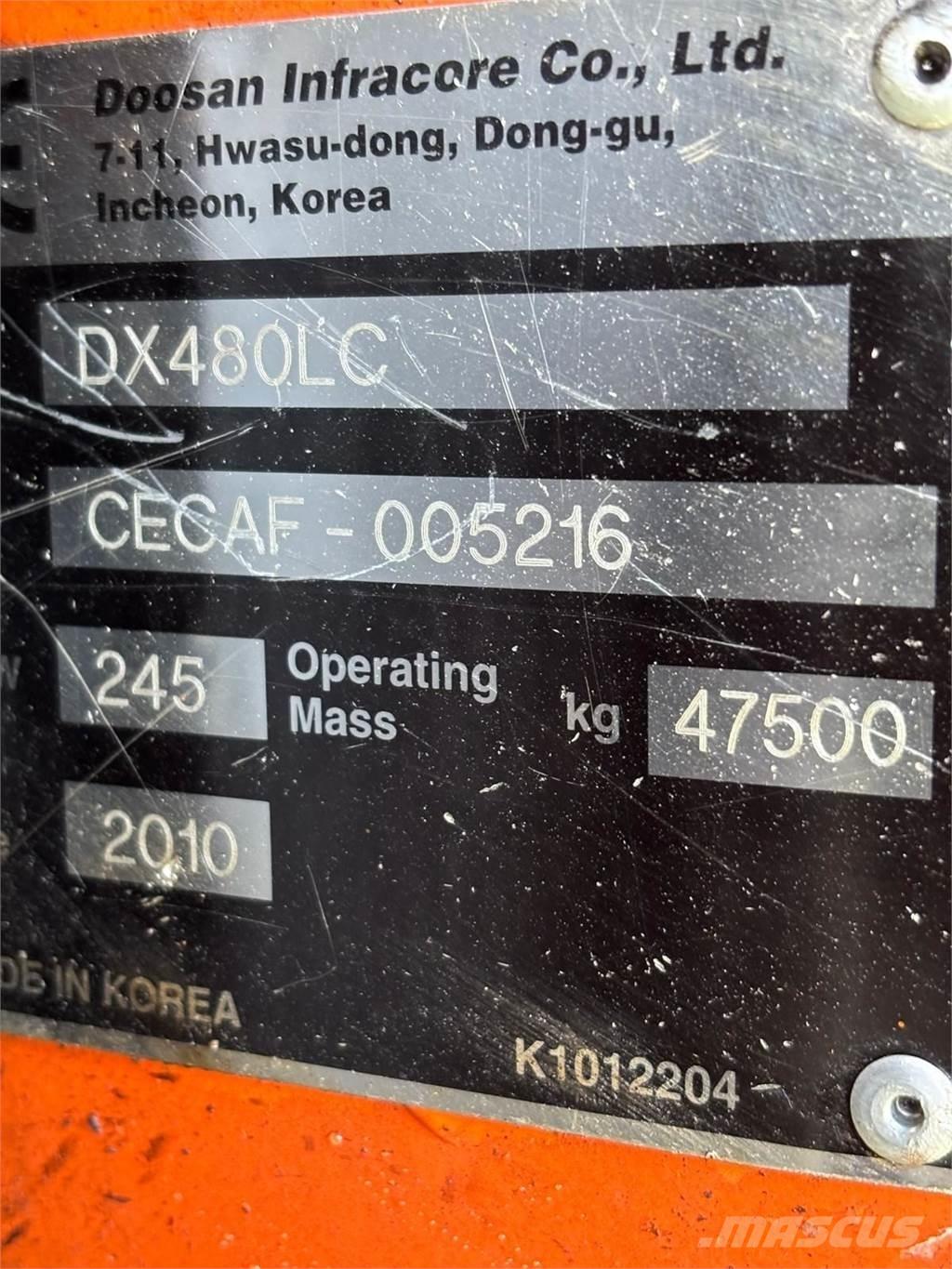 Doosan DX480LC Pásové rýpadlá