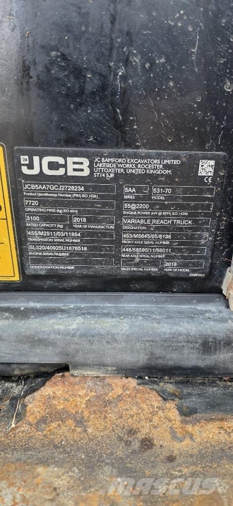 JCB 531-70 Agri Teleskopické manipulátory