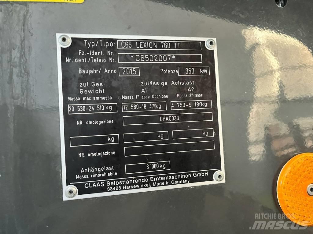 CLAAS Lexion 760 TT Kombinované zberacie stroje