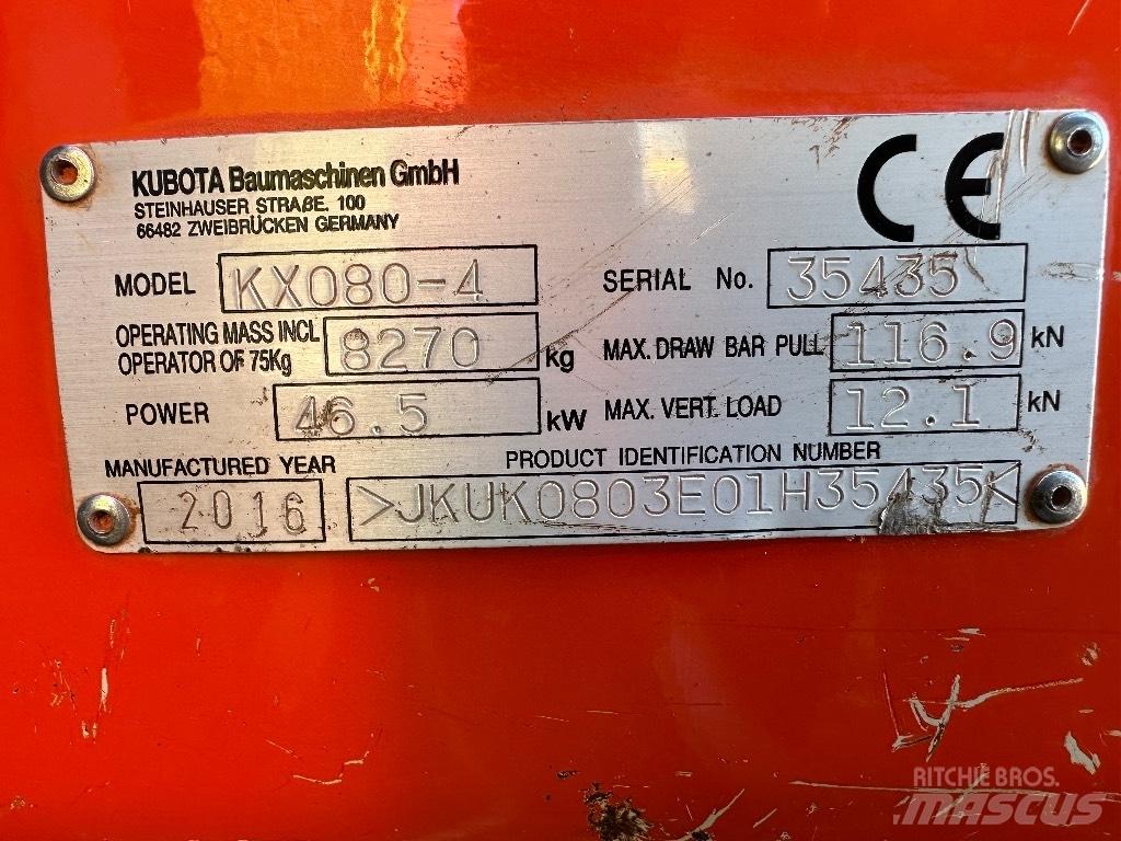 Kubota KX 080-4 Mini rýpadlá < 7t