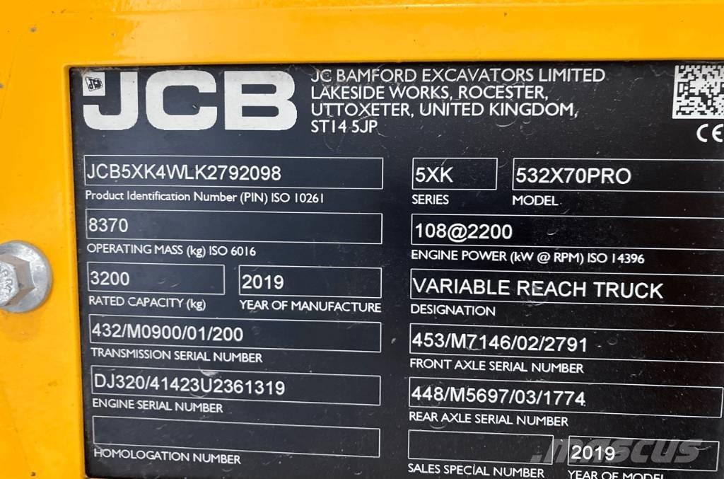 JCB 532-70 Teleskopické nakladače pre poľnohospodárstvo