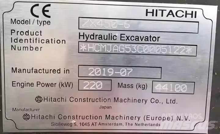 Hitachi ZX450H Pásové rýpadlá