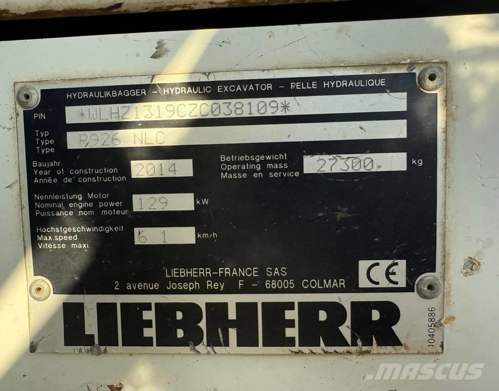 Liebherr R 926 Pásové rýpadlá