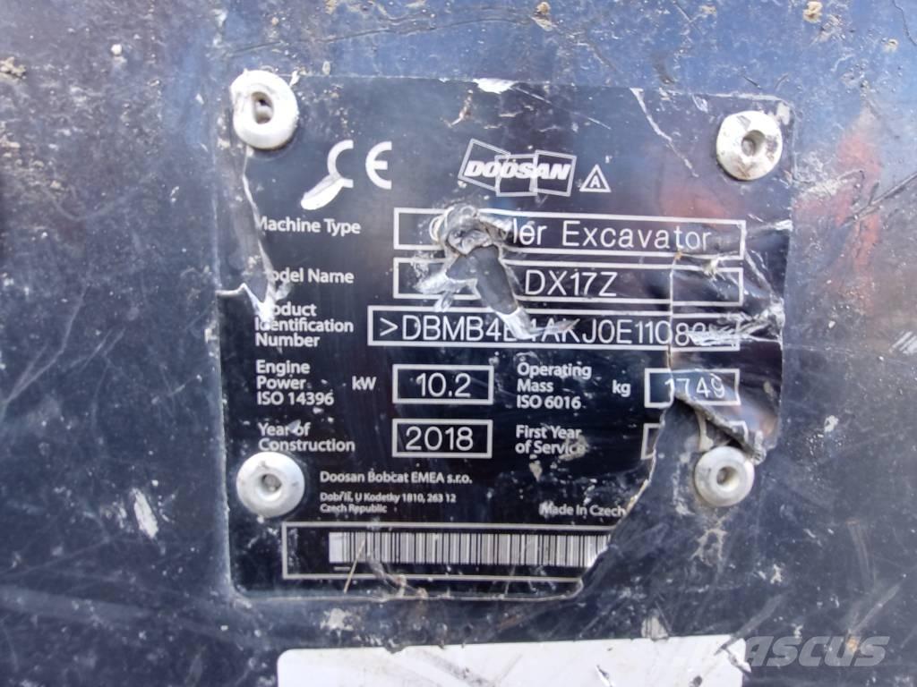Doosan DX 17 Mini rýpadlá < 7t