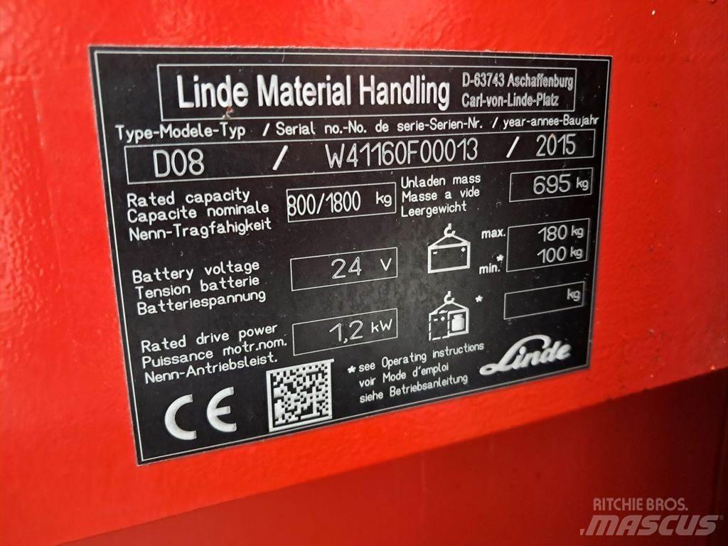 Linde D08 Ručne vedené vysokozdvižné vozíky