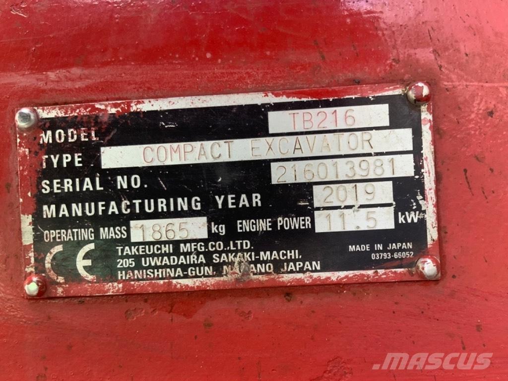 Takeuchi TB 216 Mini rýpadlá < 7t